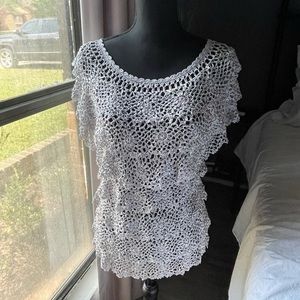 V Cristina Crochet Ruffle knit Blouse (silver)